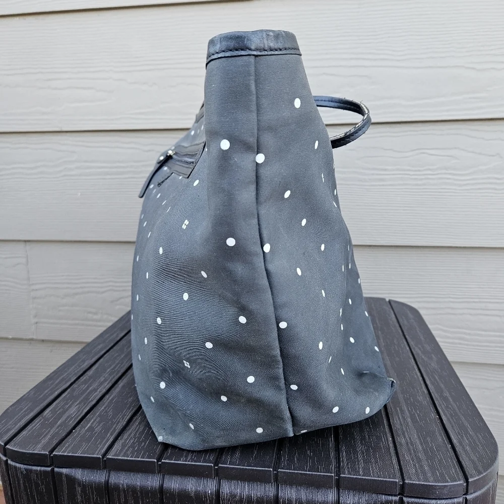 Kate Spade Polka Dot Tote Diaper Baby Bag Black White Purse Shopper Bag Vintage